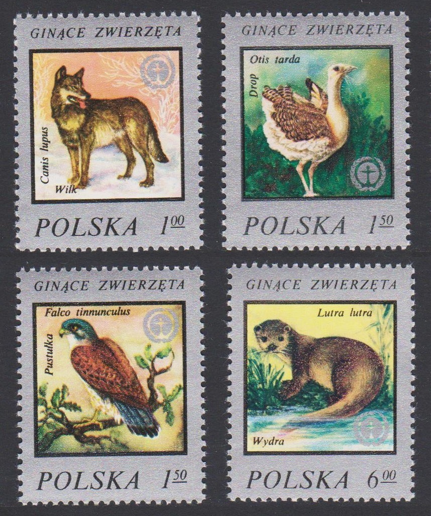 Poland Kestrel Bustard Birds Endangered Animals 4v 1977 MNH SG#2491-2494 Sc#2215-2218