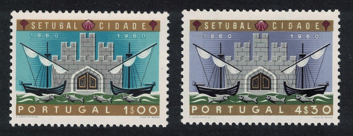 Portugal Ship Castle Arms Centenary of Setubal City 2v 1961 MNH SG#1191-1192