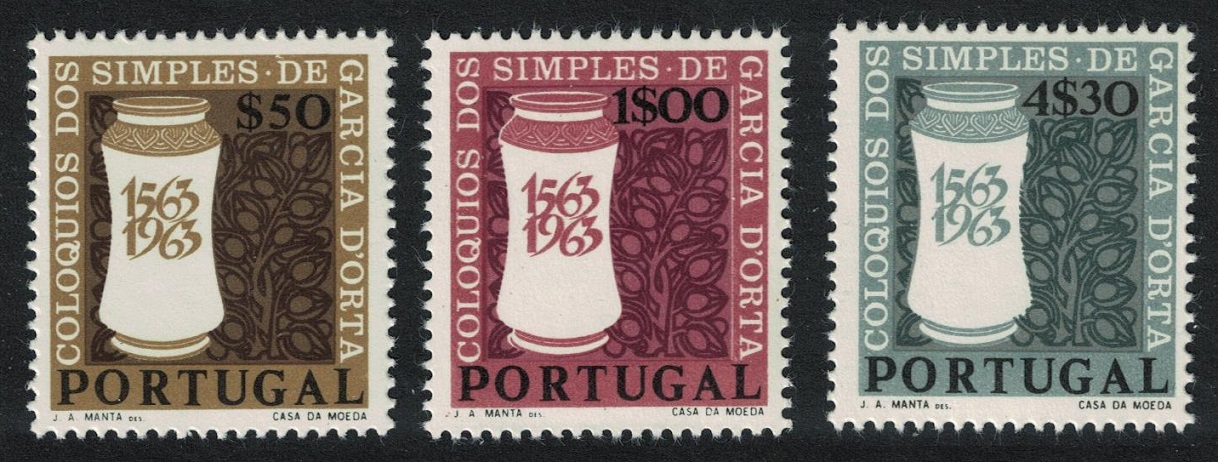 Portugal Publication of &#39;Coloquios dos Simples&#39; by Dr G d&#39;Orta 3v 1964 MNH SG#1240-1242