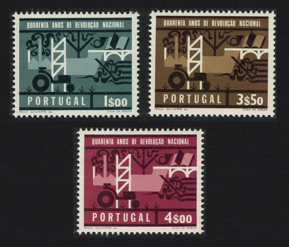 Portugal Tractor Bridge 40th Anniversary of National Revolution 3v 1966 MNH SG#1289-1291