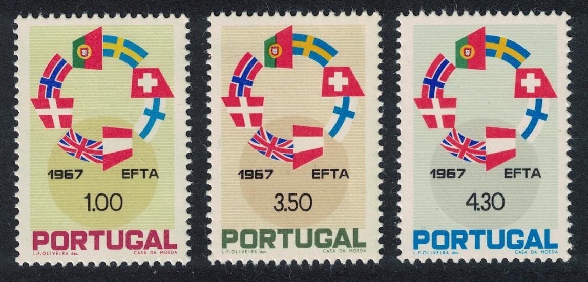 Portugal European Free Trade Association 3v 1967 MNH SG#1329-1331