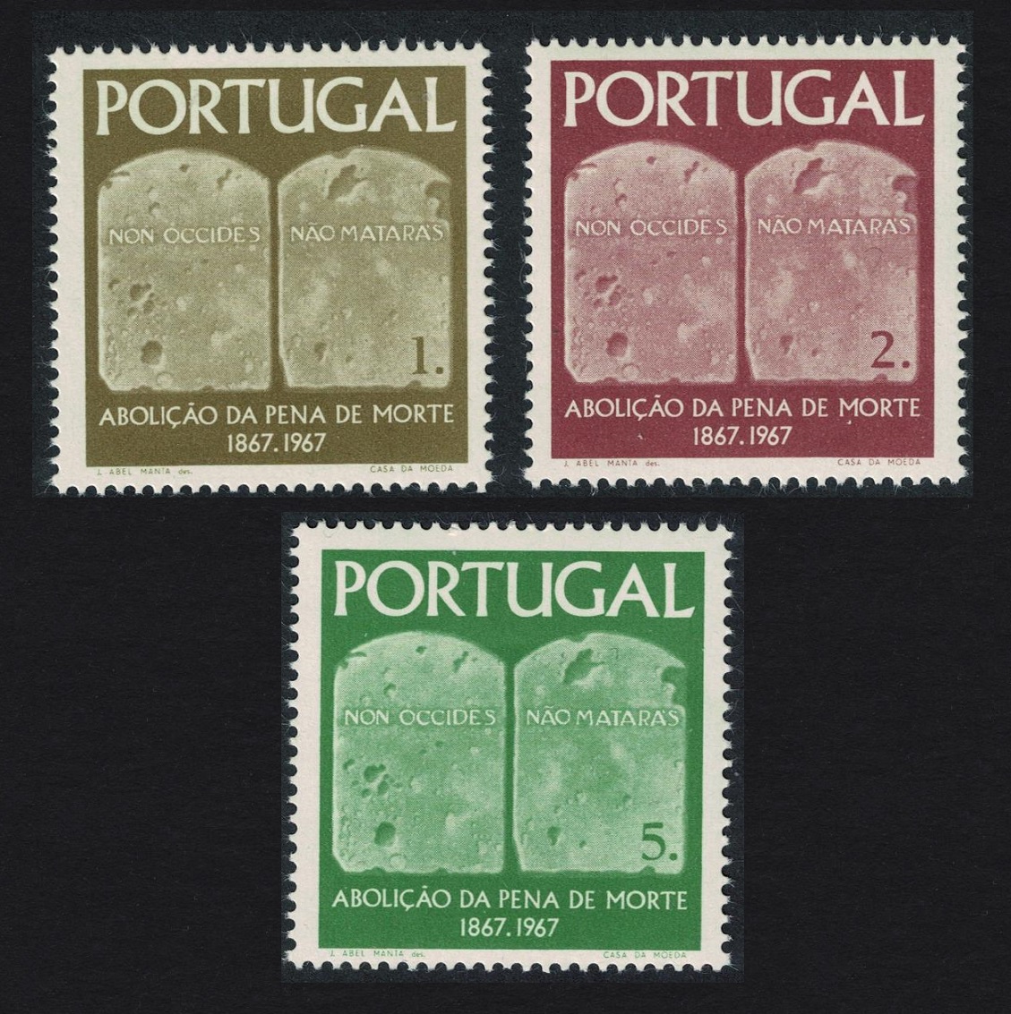 Portugal Abolition of Death Penalty in Portugal 3v 1967 MNH SG#1332-1334