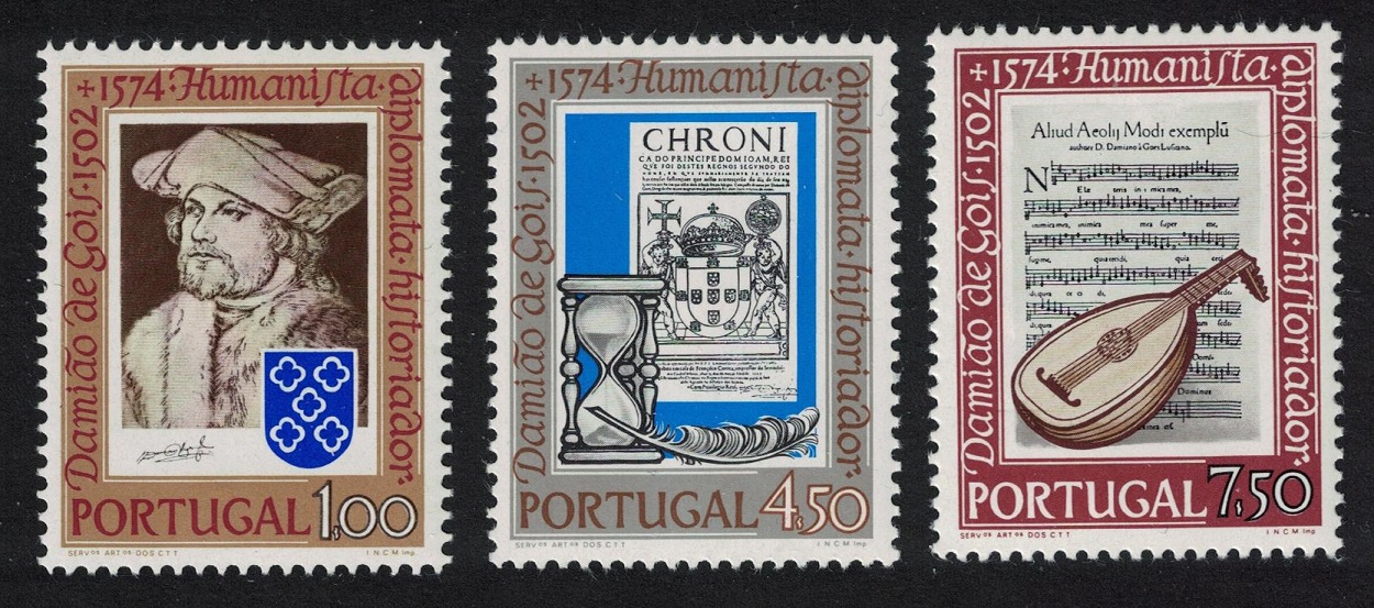 Portugal Music Damiao de Gois scholar and diplomat 3v 1974 MNH SG#1524-1526