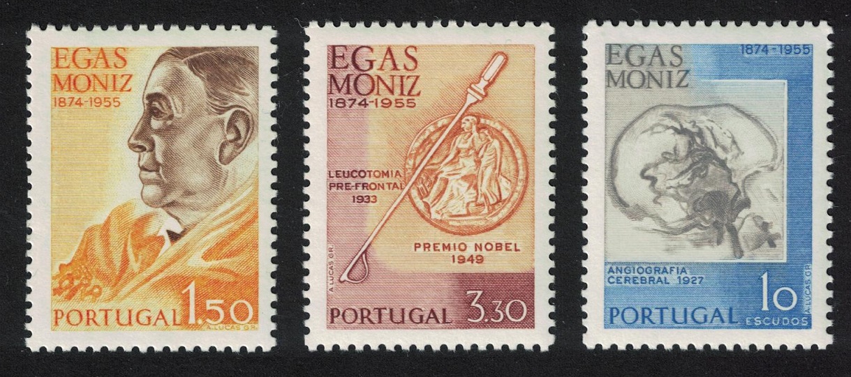 Portugal Birth Centenary of Professor Egas Moniz brain surgeon 3v 1974 MNH SG#1558-1560