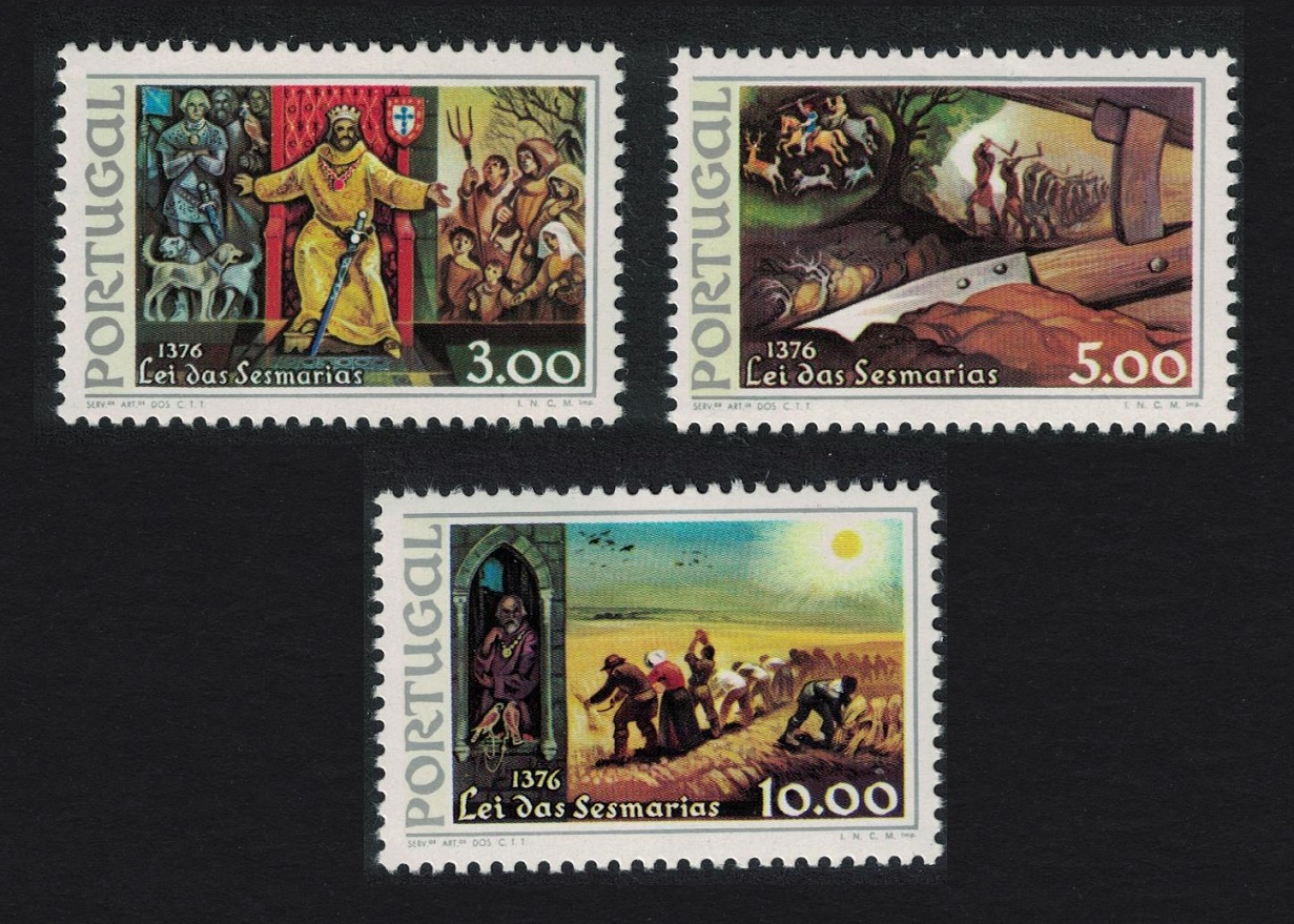 Portugal 600th Anniversary of Law of &#39;Sesmarias&#39; uncultivated land 3v 1976 MNH SG#1606-1608