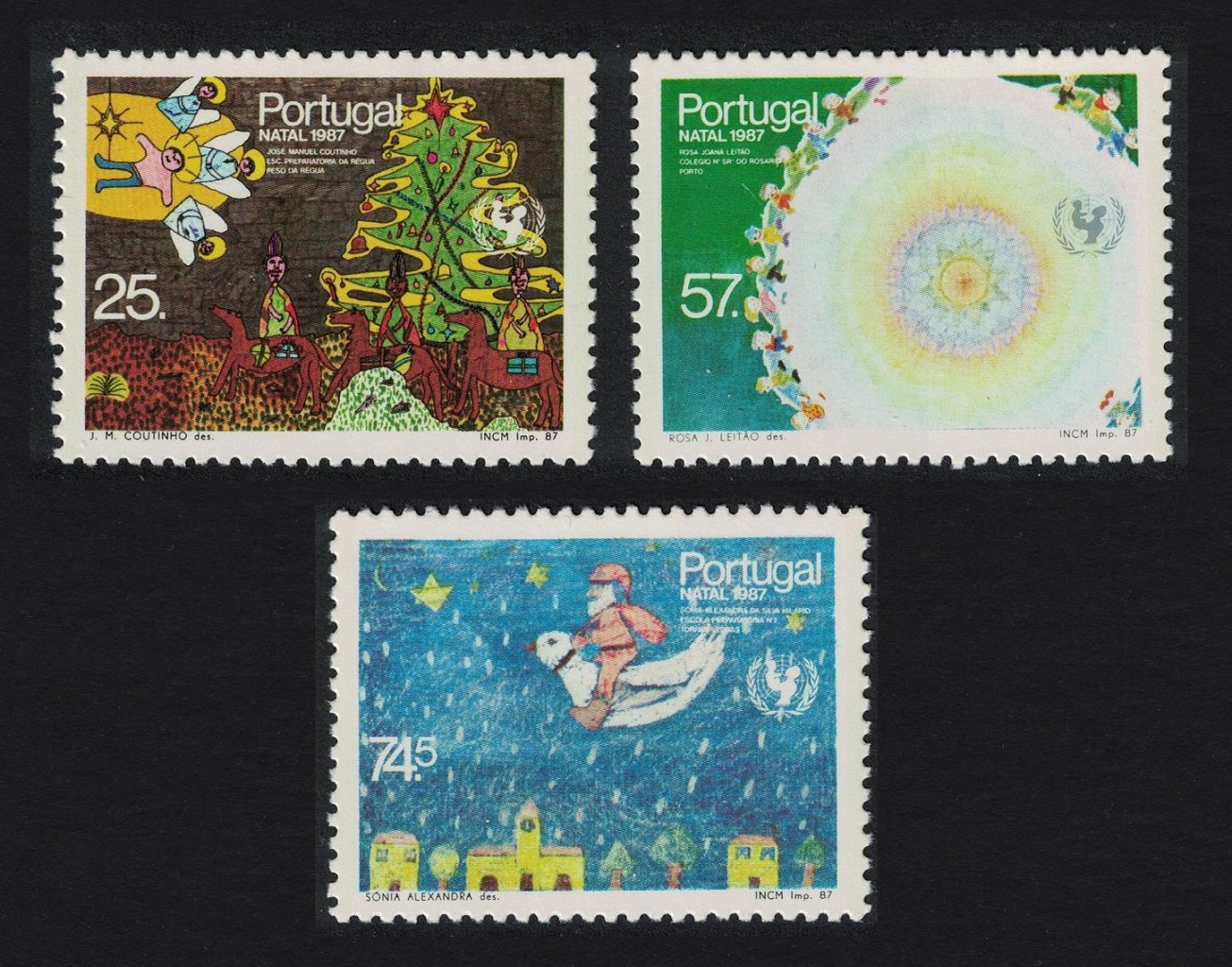 Portugal Christmas Children&#39;s Paintings 3v 1987 MNH SG#2089-2091