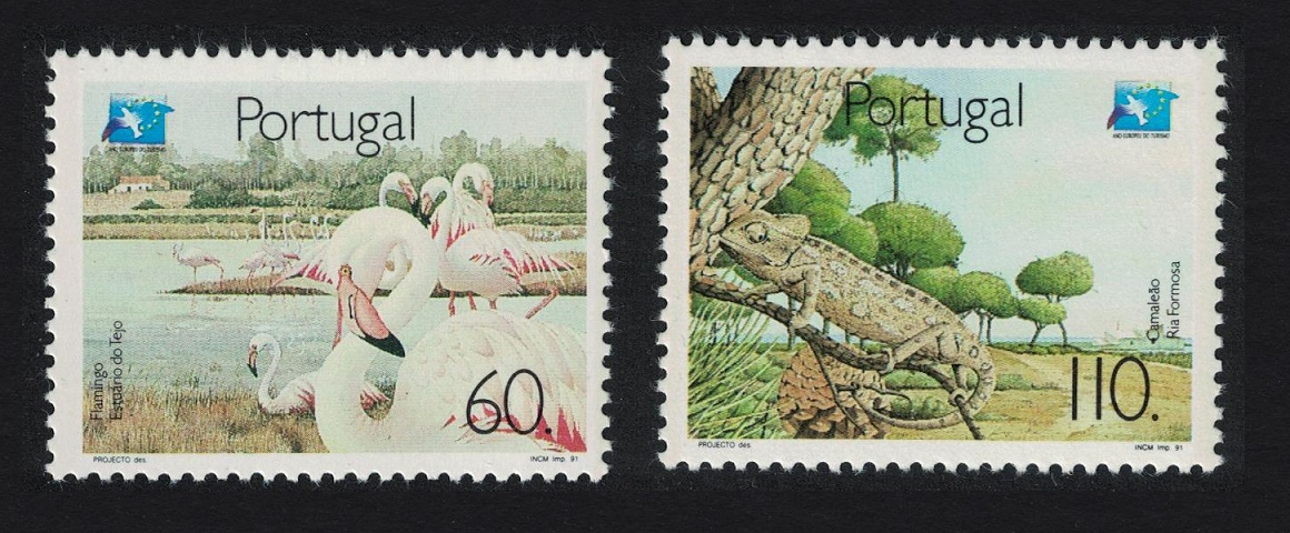 Portugal Flamingo Bird Chameleon European Tourism Year 2v 1991 MNH SG#2228-2229