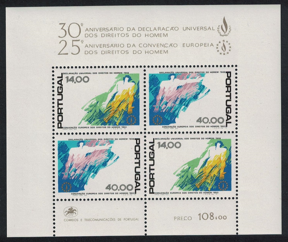 Portugal 30th Anniversary of Declaration of Human Rights MS 1978 MNH SG#MS1735 MI#Block 24