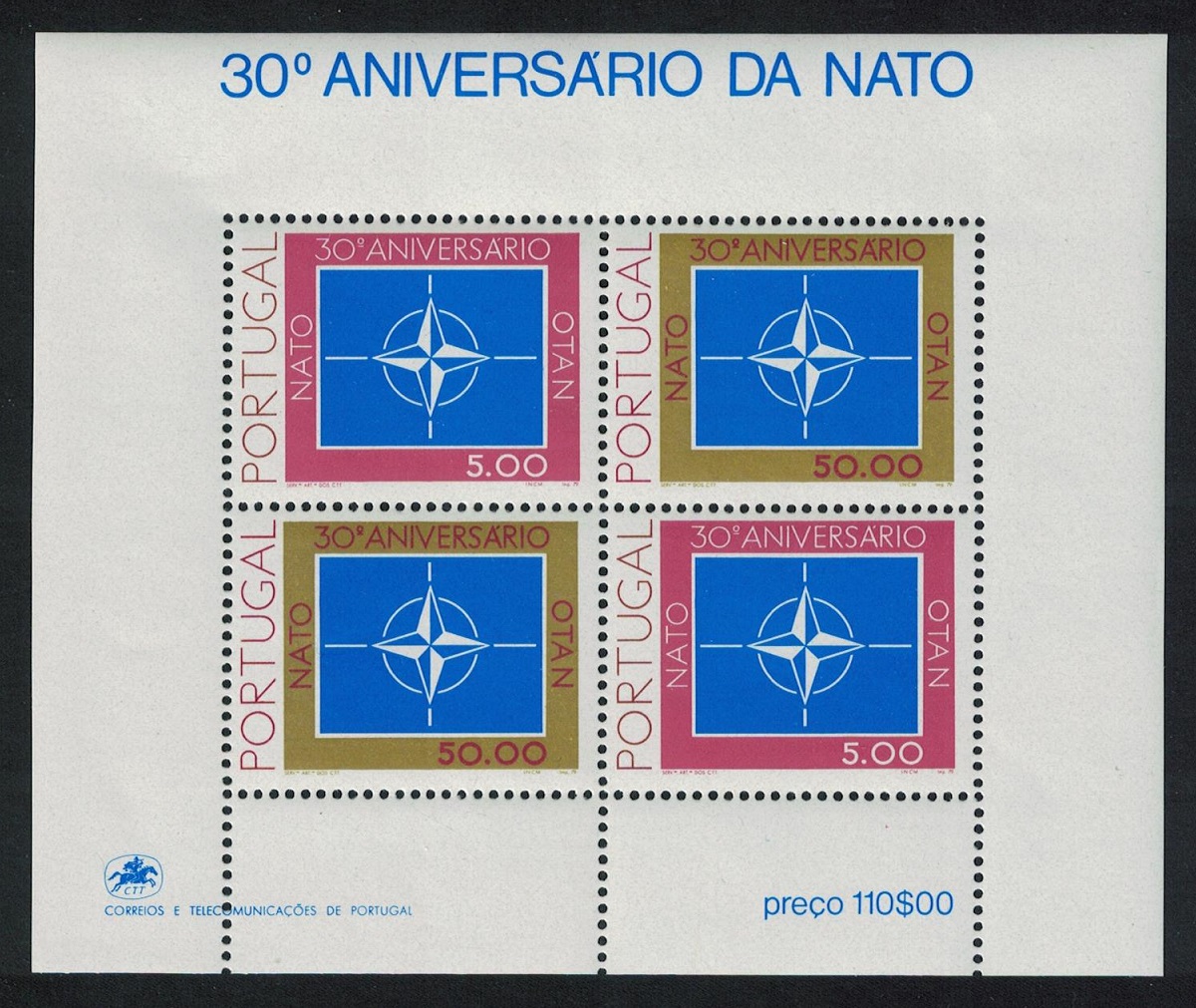 Portugal 30th Anniversary of NATO MS 1979 MNH SG#MS1750