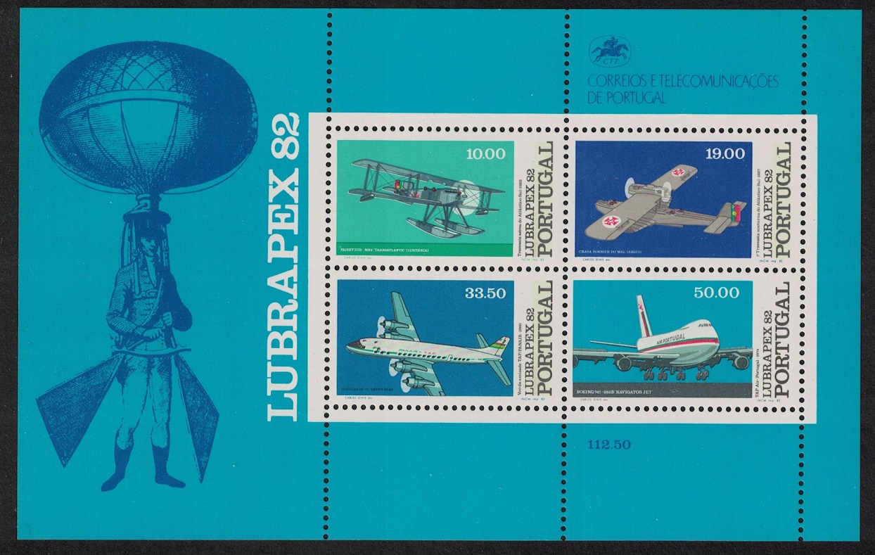 Portugal Aircrafts and Airplanes MS 1982 MNH SG#MS1900