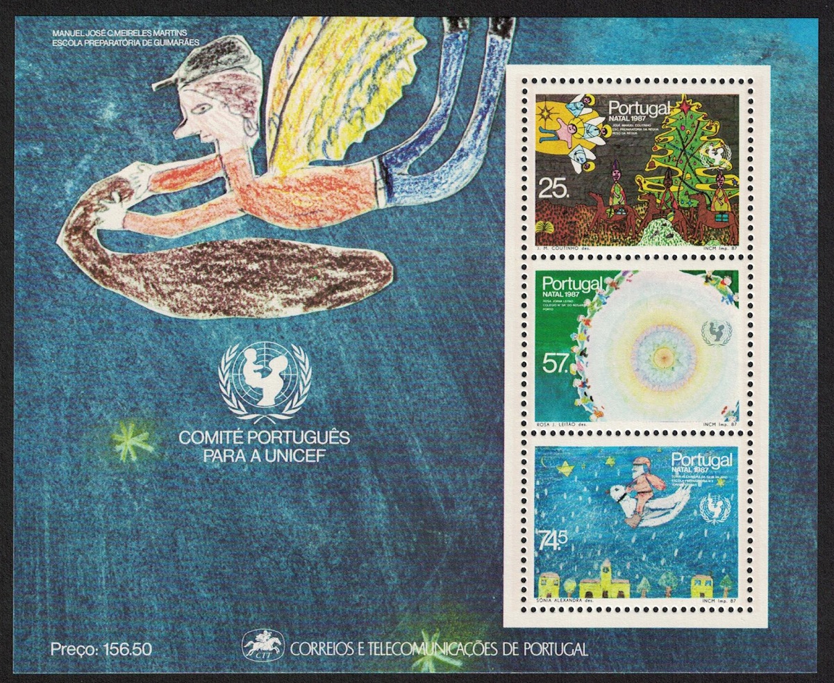 Portugal Christmas Children&#39;s Paintings MS 1987 MNH SG#MS2092