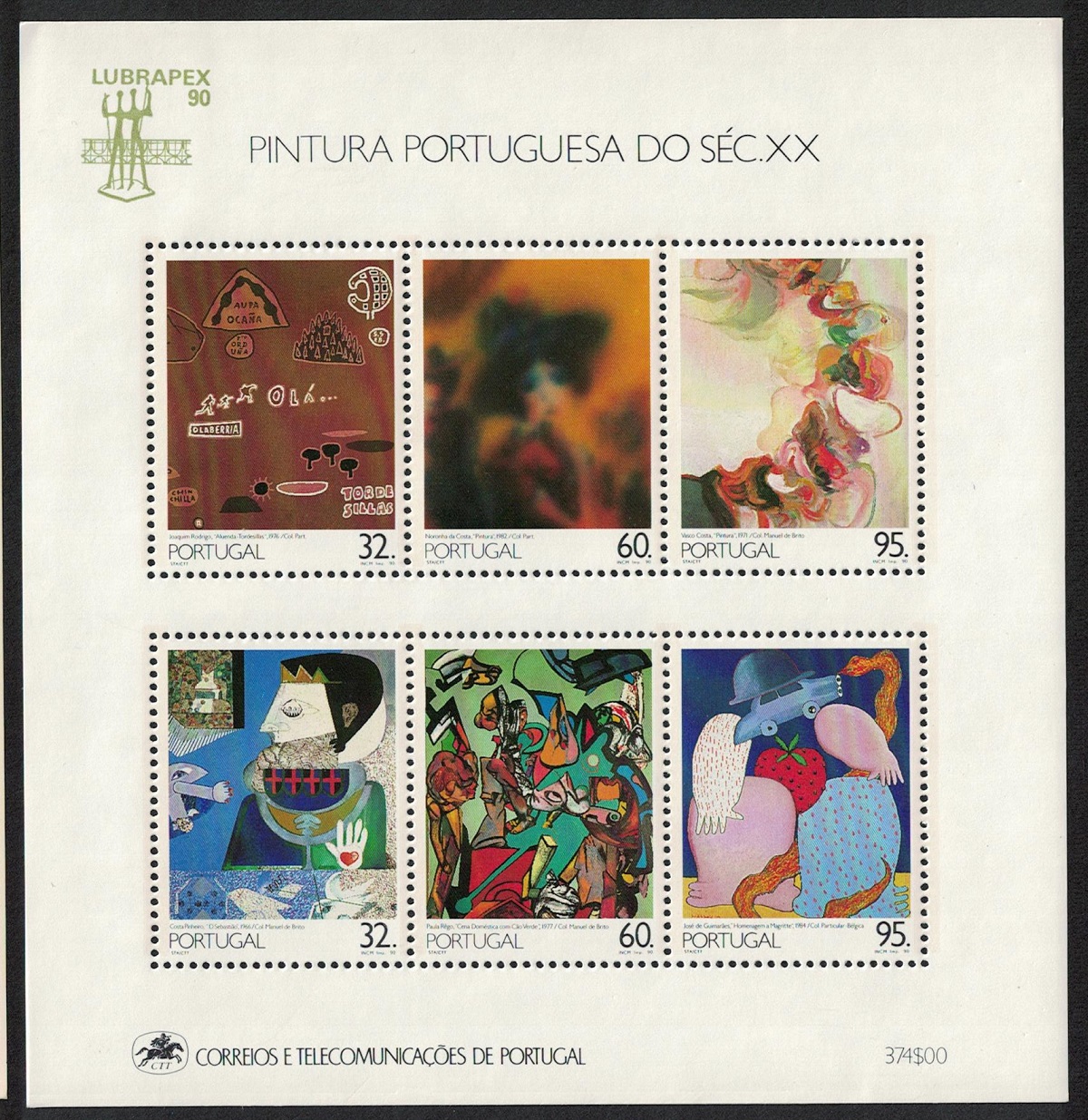 Portugal 20th-Century Portuguese Paintings 6th series Joint MS 1990 MNH SG#MS2210