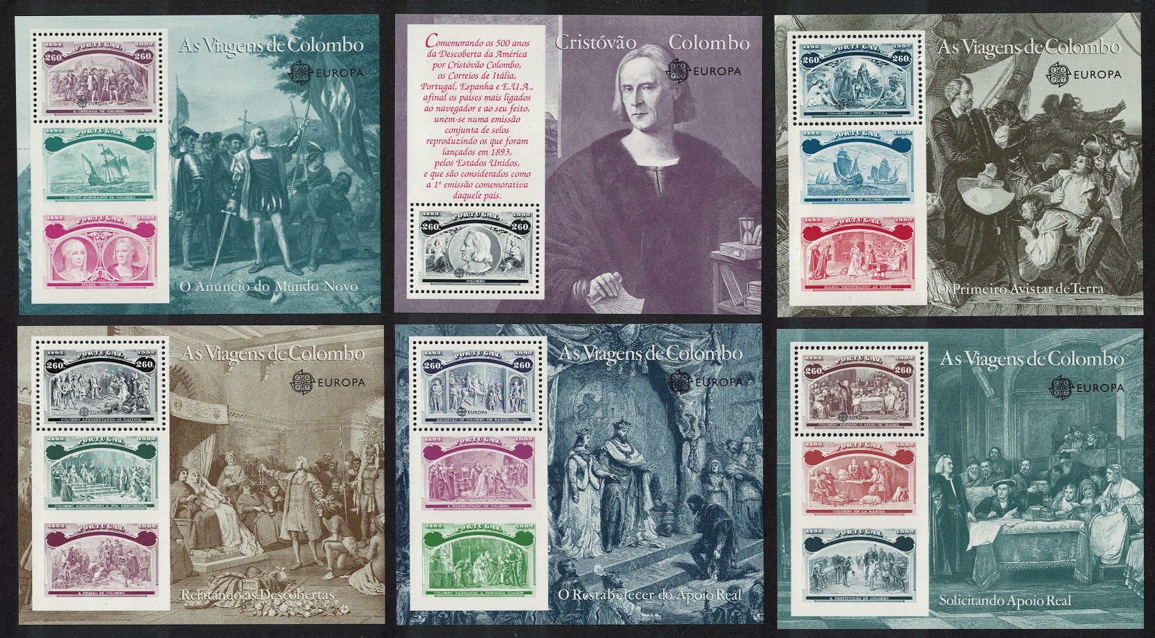 Portugal Europa CEPT Columbus Discovery of America 6 MSs 1992 MNH SG#MS2292 Sc#1918-1923