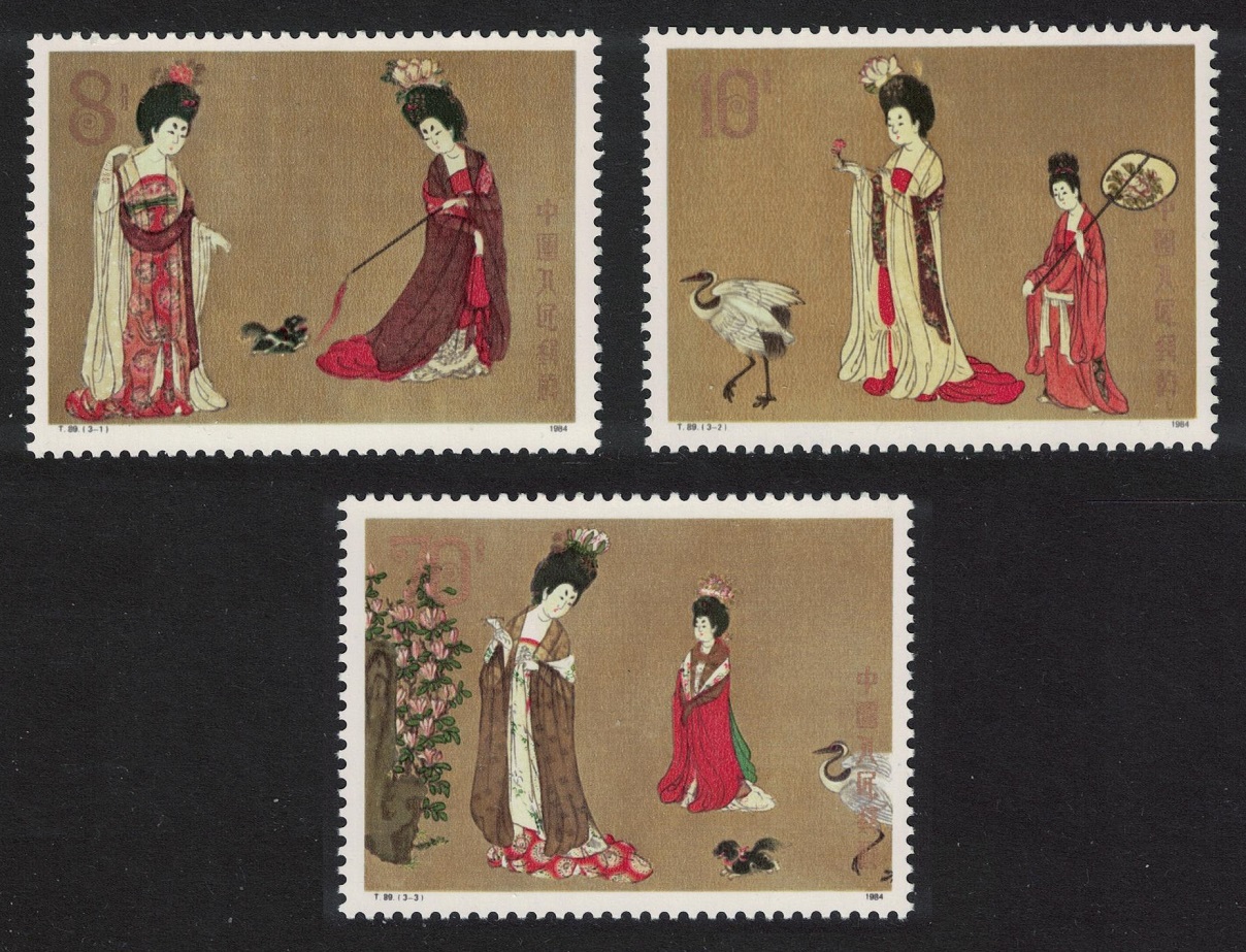 China Tang Paintings Beauties Wearing Flowers 3v 1984 MNH SG#3300-3302 MI#1923-1925 Sc#1901-1903