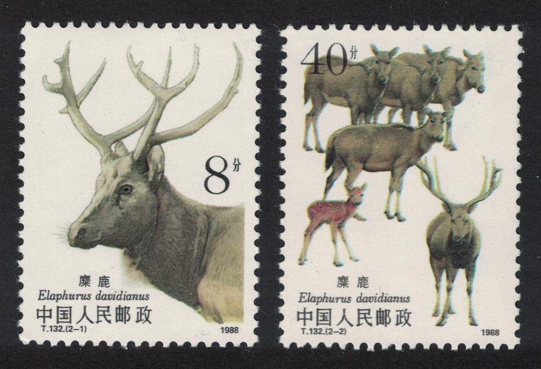 China Pere David&#39;s Deer 2v 1988 MNH SG#3590-3591 MI#2213-2214 Sc#2182-2183