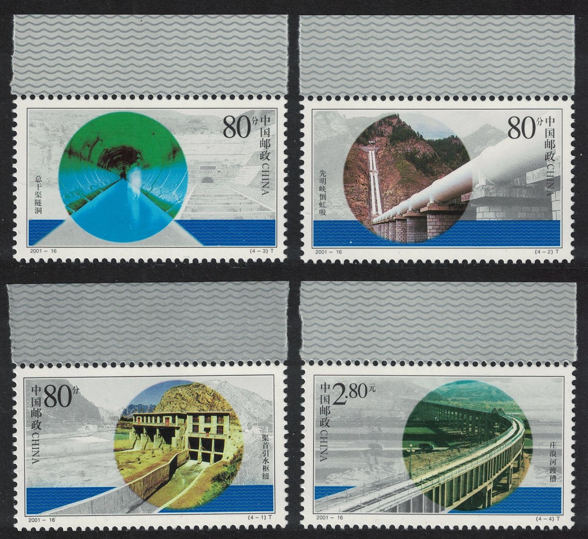 China Datong River Diversion Project 4v Margins 2001 MNH SG#4617-4620