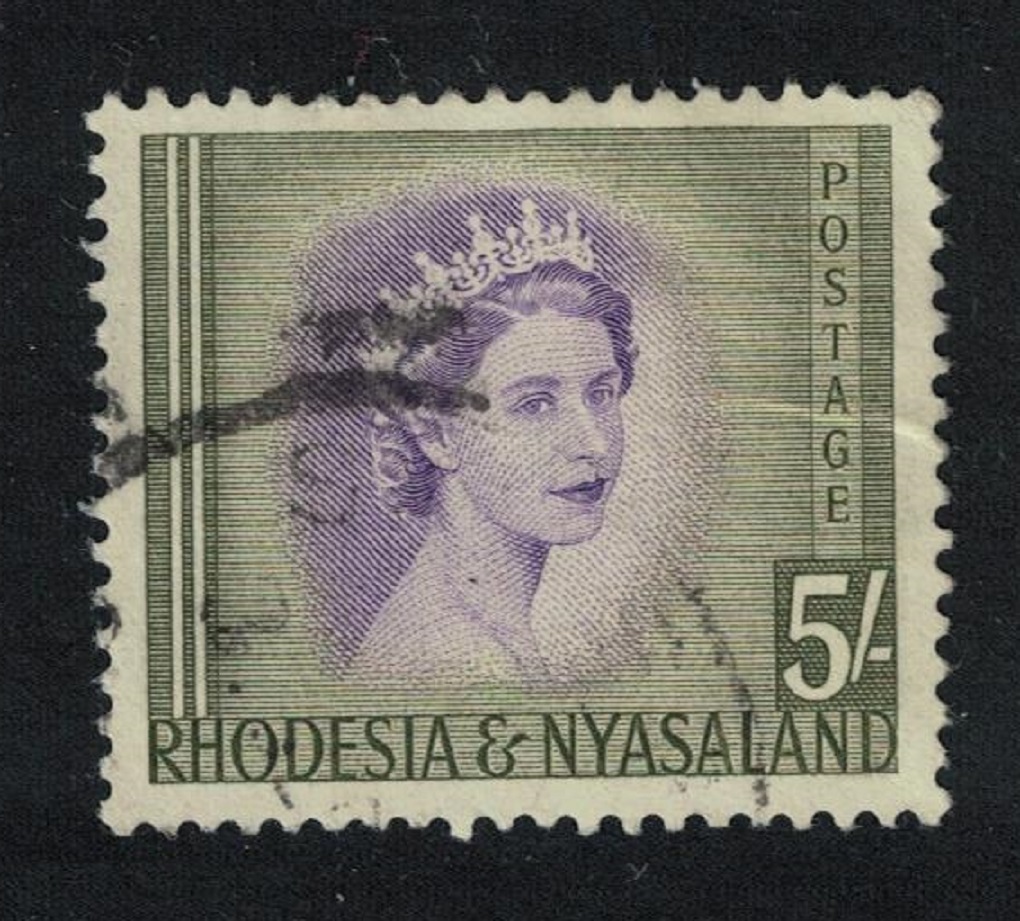 Rhodesia and Nyasaland Queen Elizabeth II 5Sh 1954 Canc SG#13