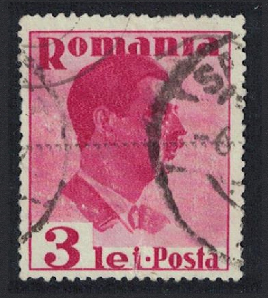 Romania King Carol II Portrait additionally inscr &#39;POSTA&#39; 3 Lei 1935 Canc SG#1315