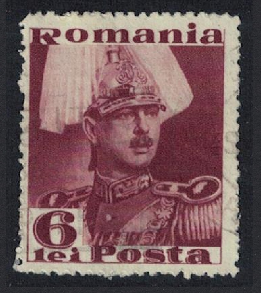 Romania King Carol II Portrait additionally inscr &#39;POSTA&#39; 6 Lei 1935 Canc SG#1319