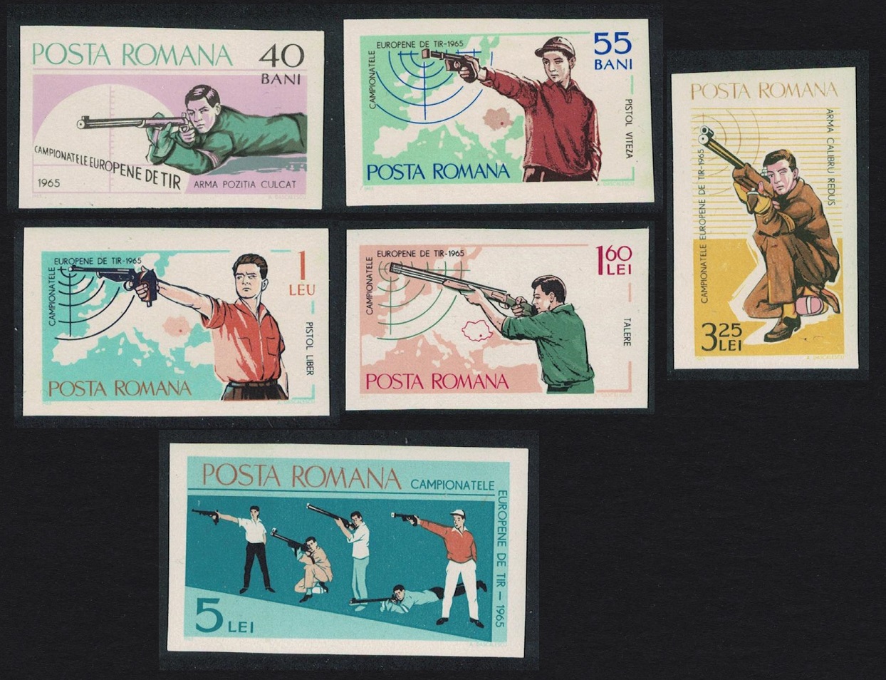 Romania European Shooting Championship 6v Imperf 1965 MNH SG#3280-3285 MI#2413-2418