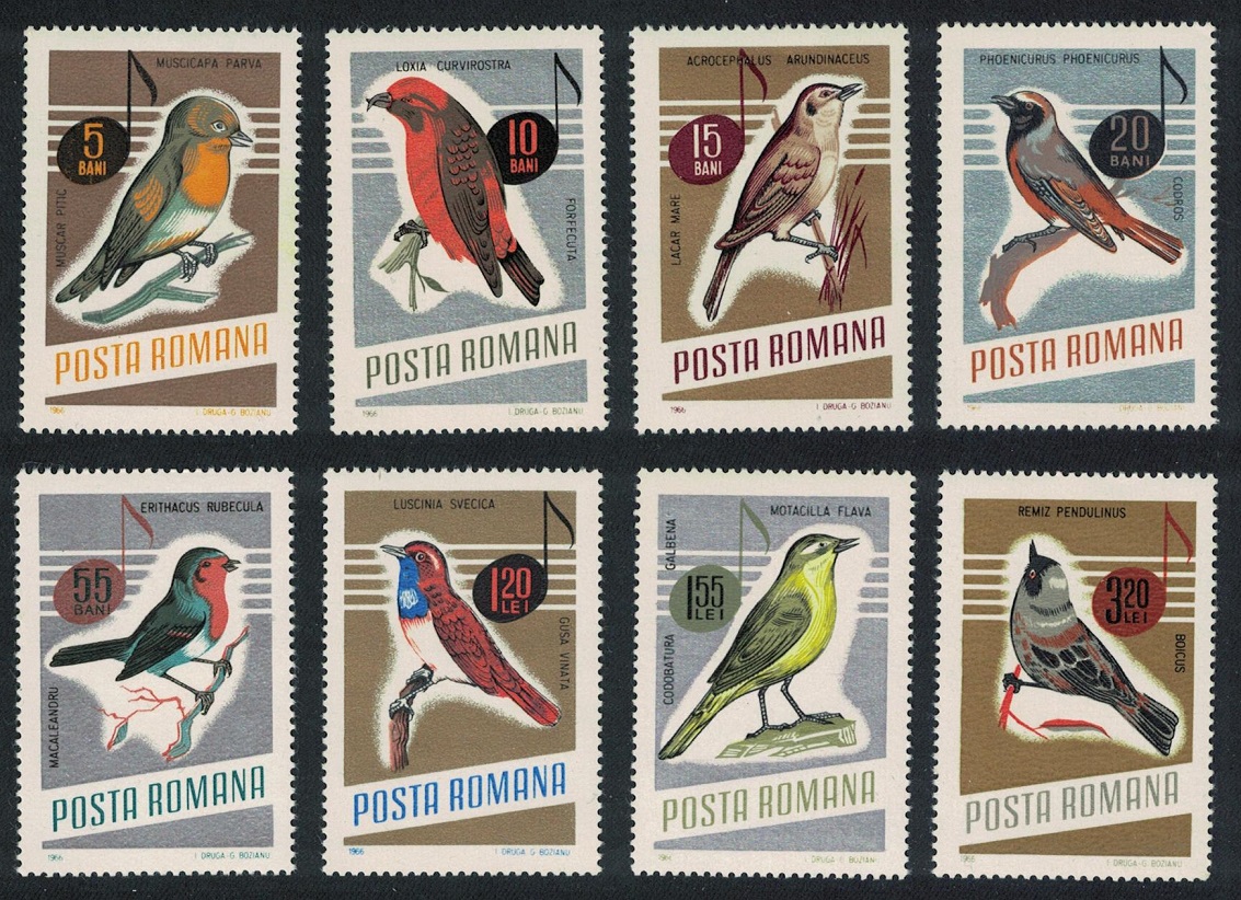 Romania Flycatcher Crossbill Warbler Robin Wagtail Songbirds 8v 1966 MNH SG#3369-3376 MI#2500-2507