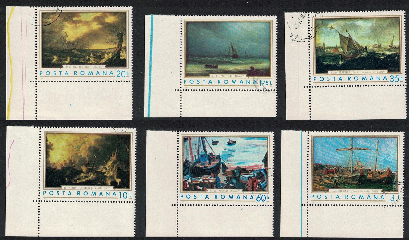 Romania Marine Paintings Ships 6v Corners 1971 CTO SG#3835-3840