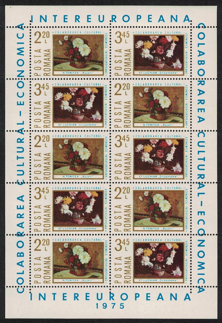 Romania Paintings Inter-European Cultural Economic Co-operation 2v Sheetlet 1975 MNH SG#4137-4138