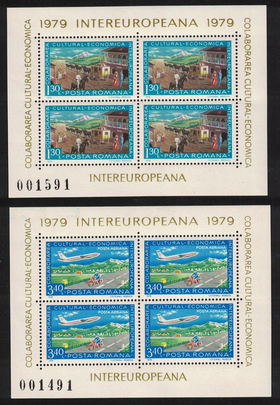 Romania Boeing 707 Postman 2v Sheetlets 1979 MNH SG#4450-4451