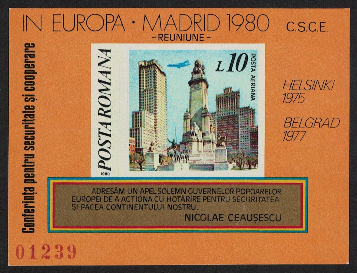 Romania European Security and Co-operation Conference Madrid MS Imperf 1980 MNH SG#MS4597 MI#Block 175