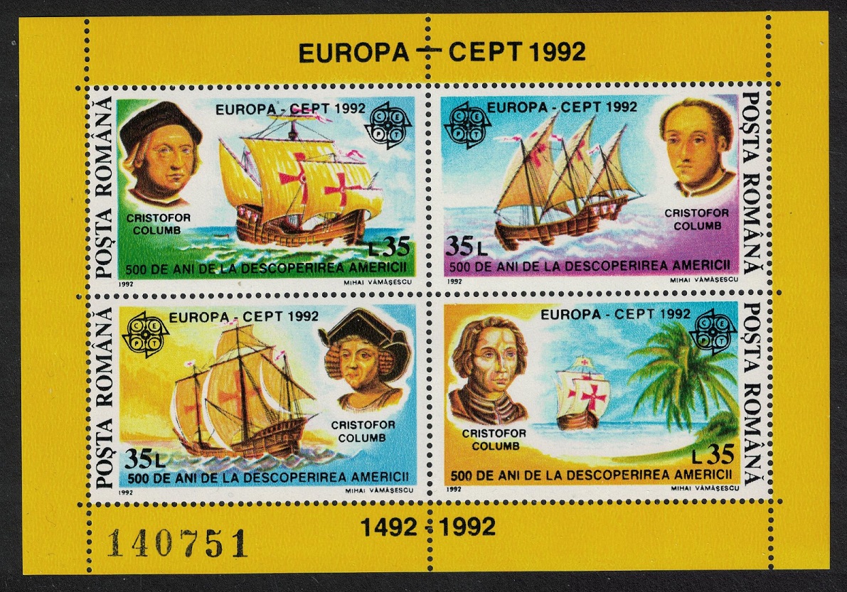 Romania Christopher Columbus Discovery of America Europa CEPT MS 1992 MNH SG#MS5438