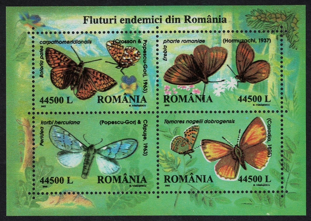 Romania Butterflies MS 2002 MNH SG#MS6310