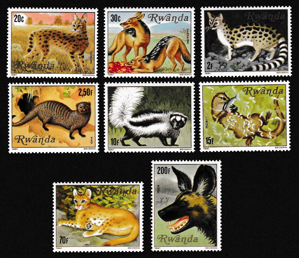 Rwanda Cats Dogs Carnivorous Animals 8v 1981 MNH SG#1049-1056 MI#1119-1126 Sc#1035-1042