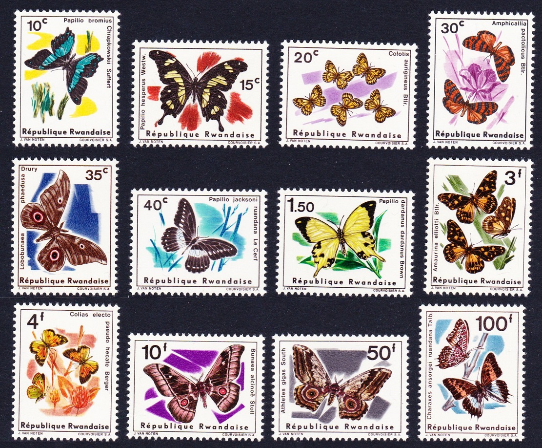 Rwanda Butterflies 12v 1965 MNH SG#112-123 Sc#114-125