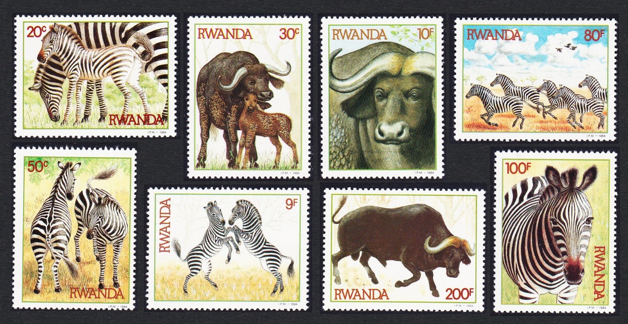 Rwanda Zebras and Buffaloes 8v 1984 MNH SG#1210-1217 Sc#1199-1206