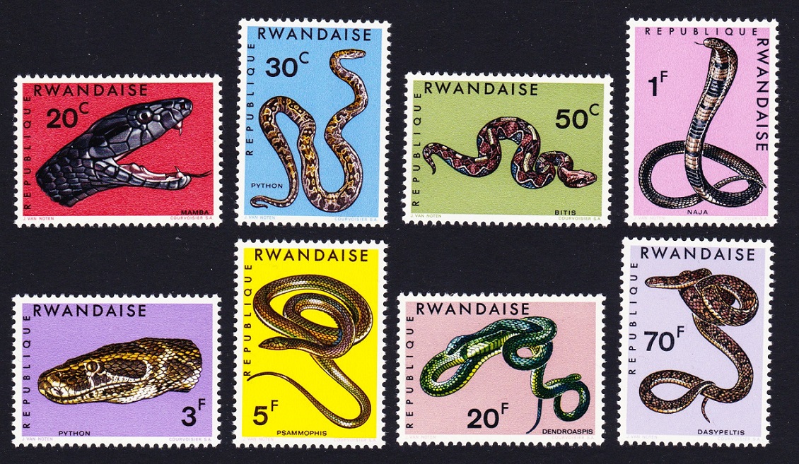 Rwanda Snakes 8v 1967 MNH SG#192-199 MI#201A-208A Sc#194-201