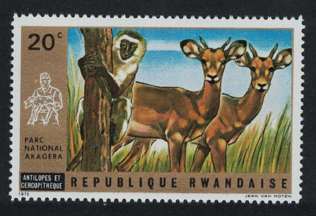 Rwanda Antelopes Monkey Akagera National Park 1972 MNH SG#456 Sc#444