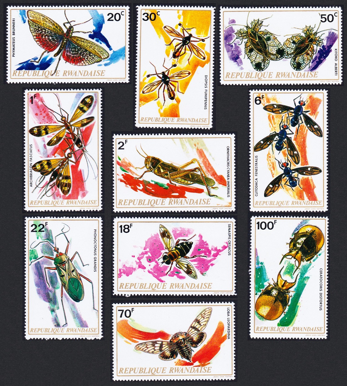 Rwanda Insects 10v 1973 MNH SG#507-516 Sc#495-504