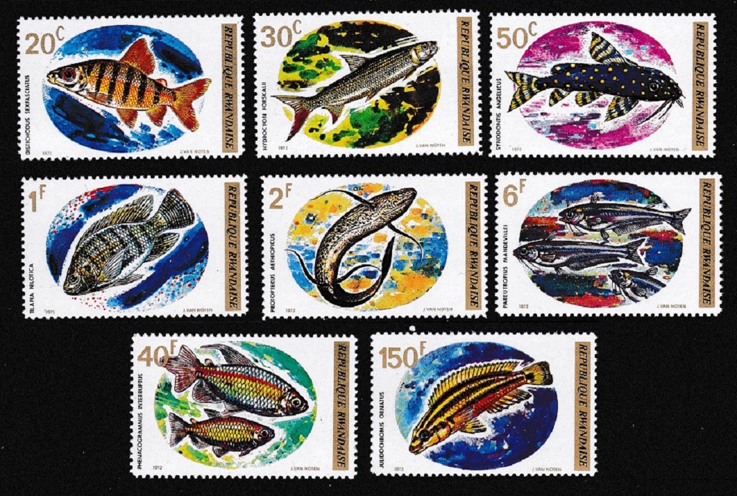 Rwanda Fish 8v 1973 MNH SG#553-560 MI#577-584A Sc#541-549