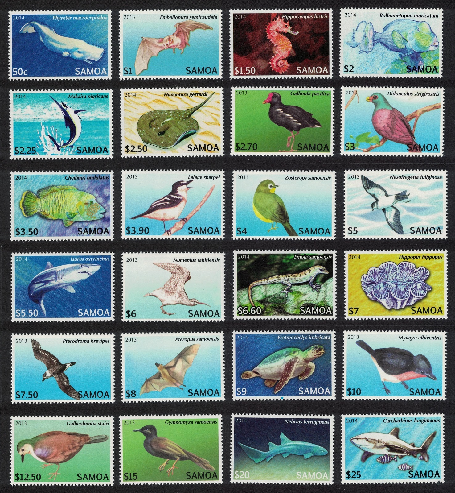 Samoa Birds Fish Whale Bat Threatened Species 24v COMPLETE 2013 MNH SG#1240-1263