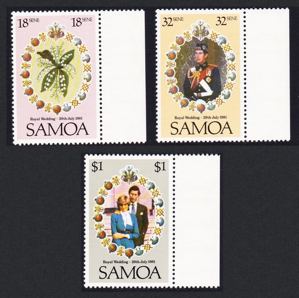 Samoa Charles and Diana Royal Wedding 3v Margins 1981 MNH SG#599-601 Sc#558-560