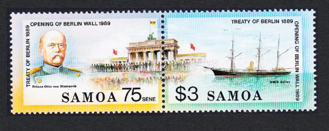 Samoa Berlin Wall Treaty of Berlin pair 1990 MNH SG#844-845 Sc#773-774