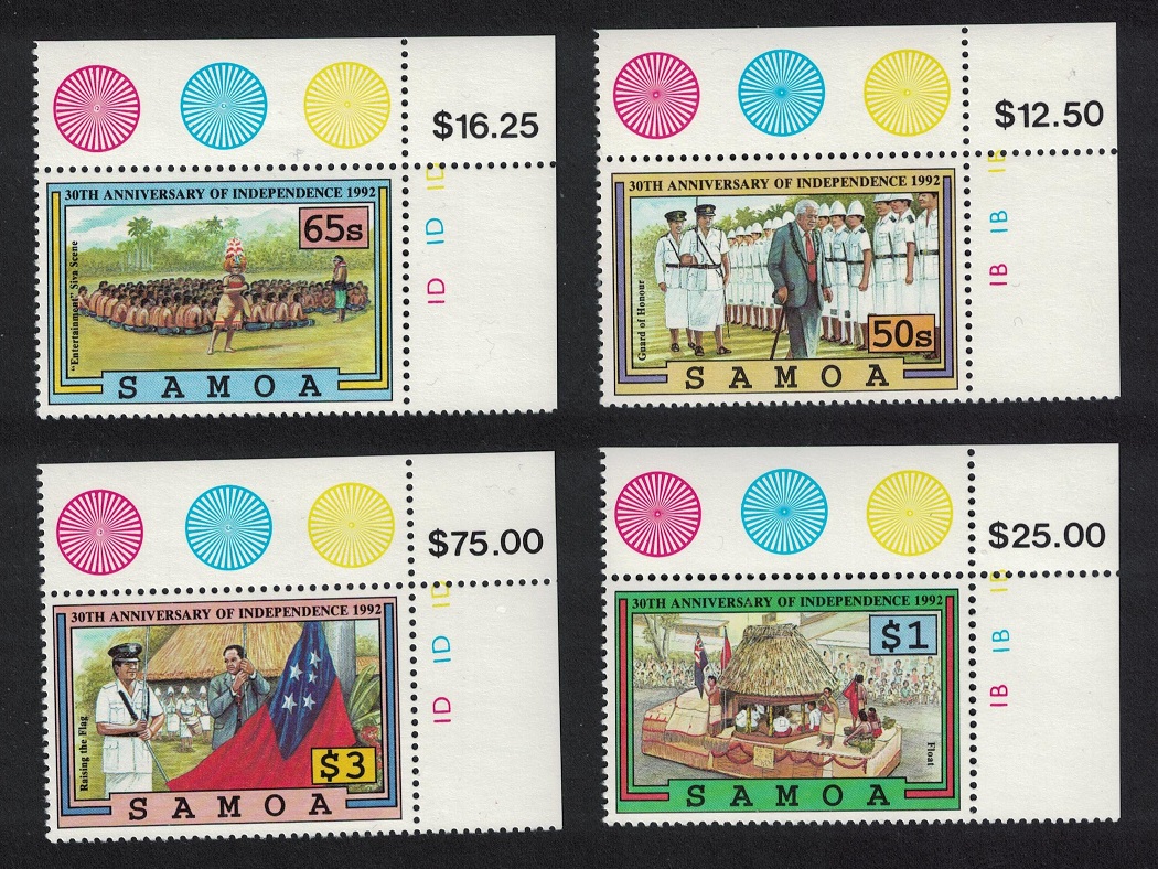 Samoa 30th Anniversary of Independence 4v Corners 1992 MNH SG#872-875