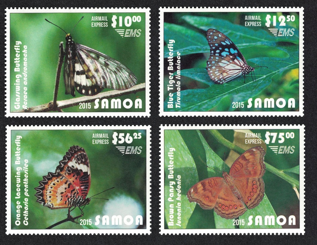 Samoa Butterflies Express Mail 4v Face Value £45+ 2015 MNH SG#E1-E4