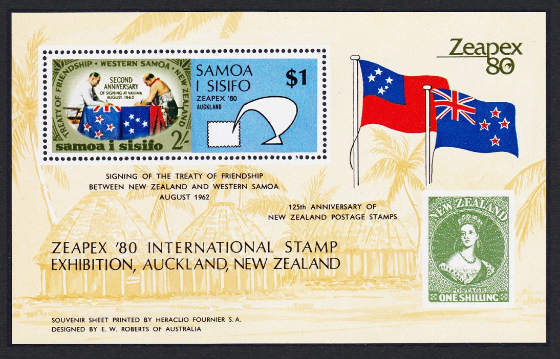 Samoa Flags ZEAPEX &#39;80 Friendship Treaty MS 1980 MNH SG#MS573 Sc#533