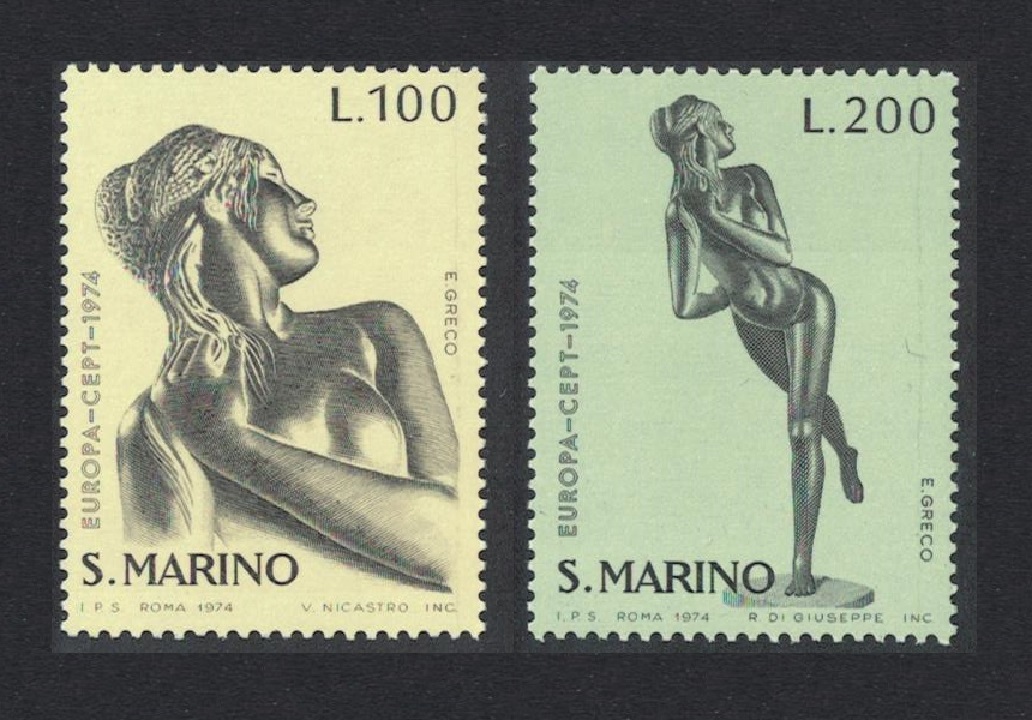 San Marino Europa CEPT Sculpture 2v 1974 MNH SG#1002-1003 Sc#840-841