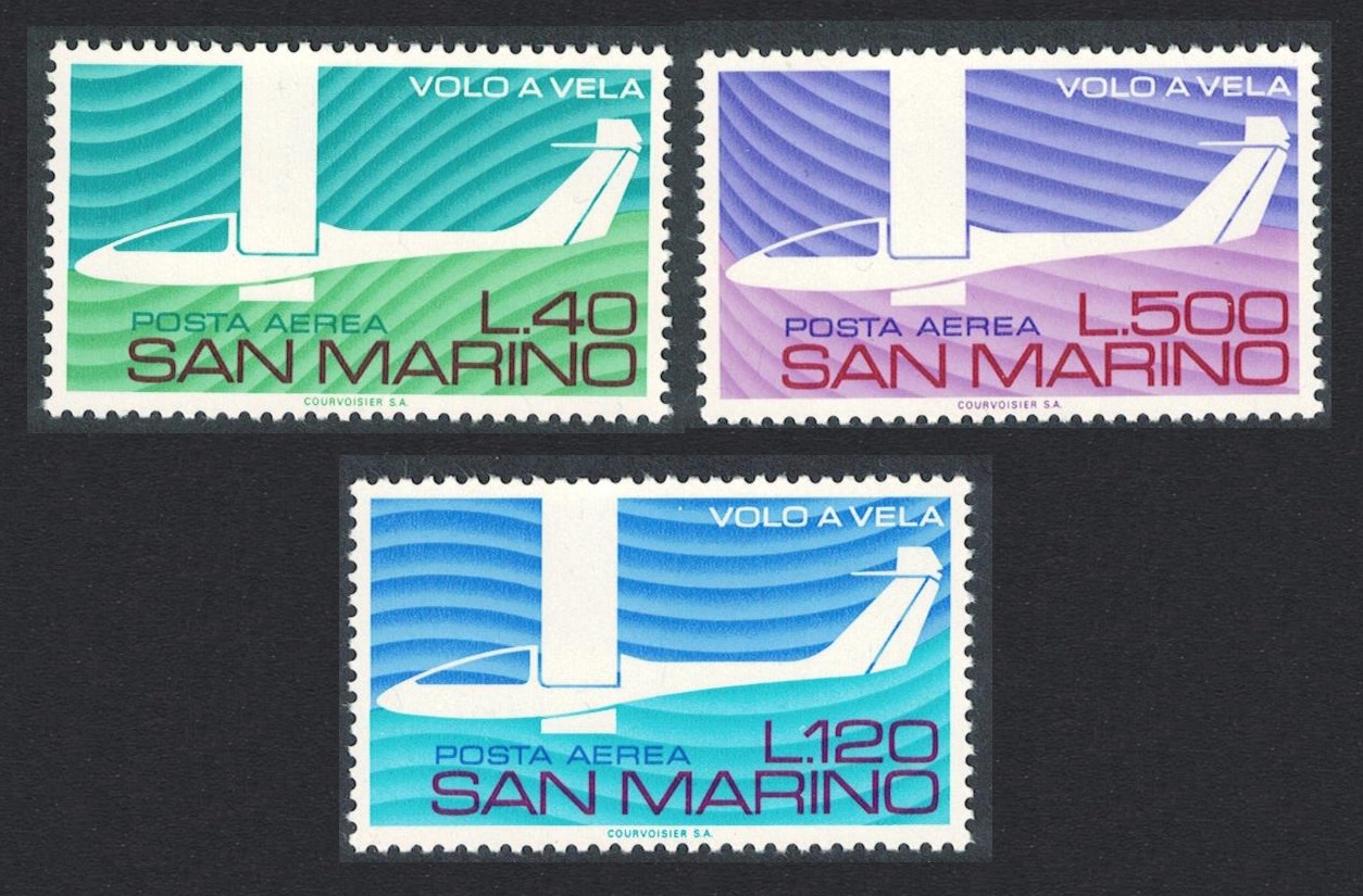 San Marino Gliding in Italy 3v 1974 MNH SG#1012-1014