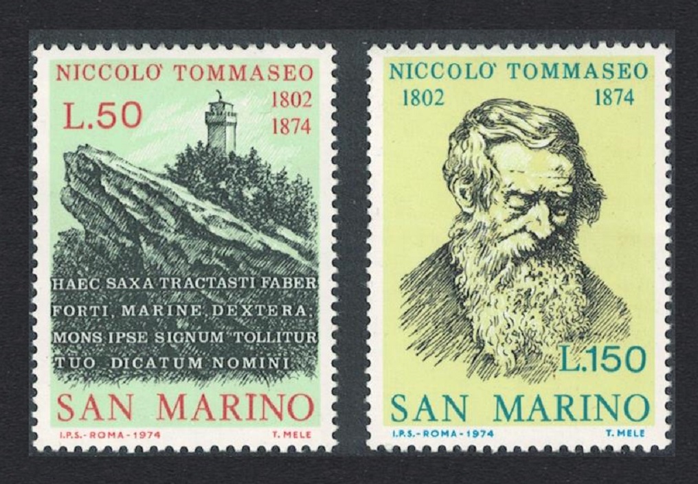 San Marino Niccolo Tommaseo writer 2v 1974 MNH SG#1015-1016