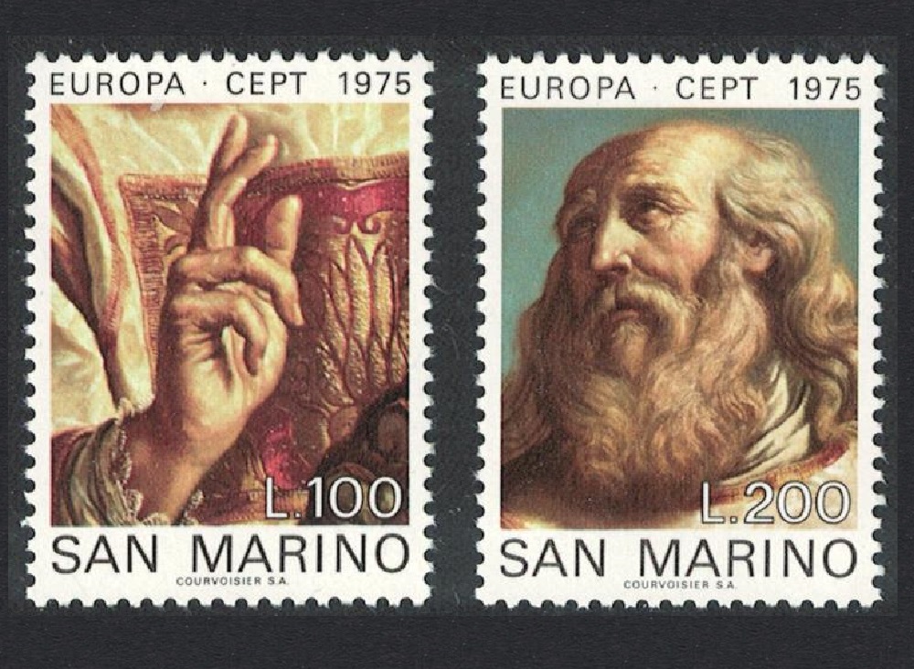 San Marino Europa Details from &#39;St Marinus&#39; by Guercino 2v 1975 MNH SG#1023-1024