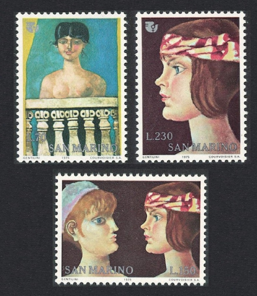 San Marino Paintings by Gentilini International Women&#39;s Year 1975 MNH SG#1034-1036