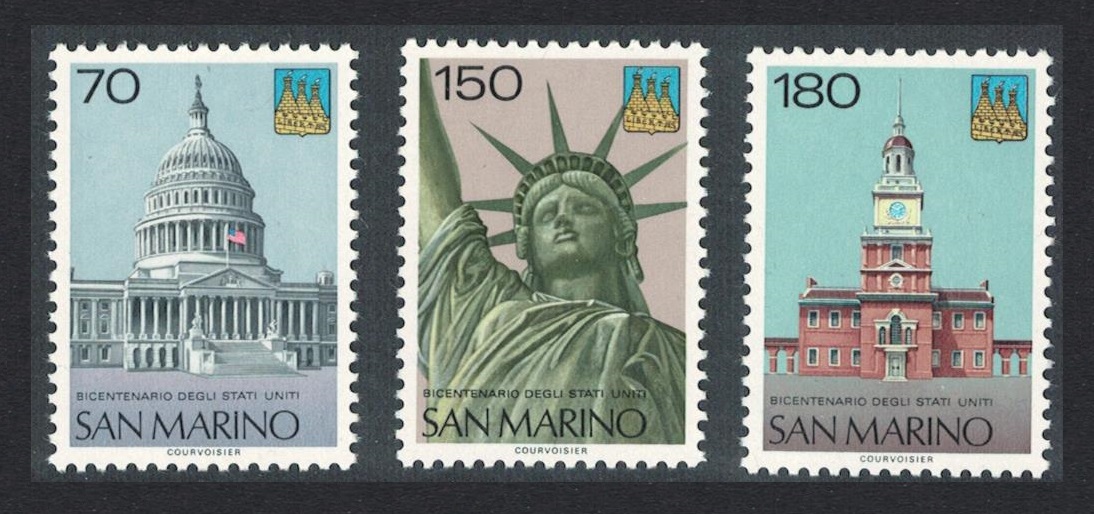 San Marino American Revolution 3v 1976 MNH SG#1056-1058